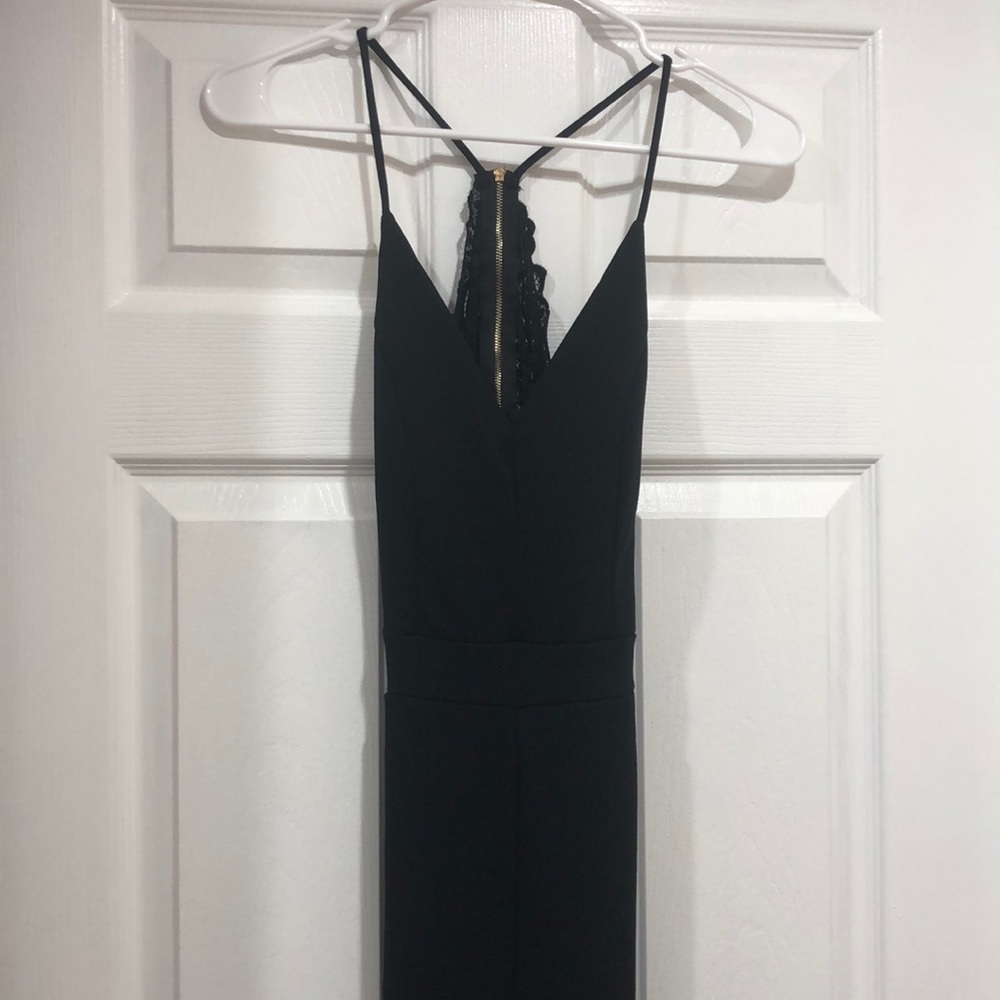 Long black jumpsuit lace back